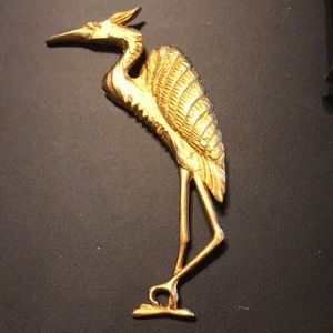 Heron crane pin brooch